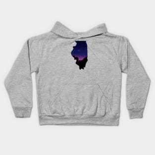 Illinois Silhouette - Starry Sunset Kids Hoodie